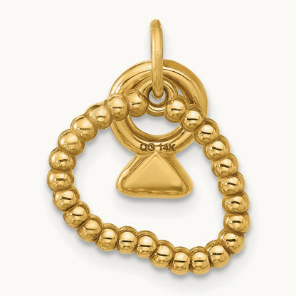 Fancy Mini Pearl Necklace And Mini Diamond Ring Charm, 14K Yellow Gold