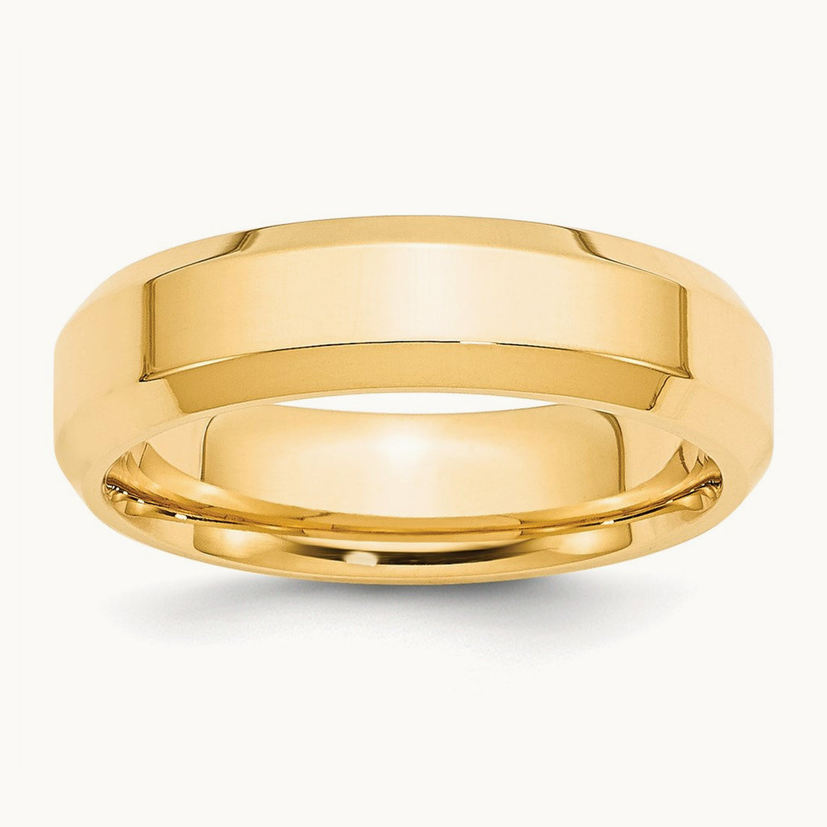 Bevel Edge Comfort Fit Band — 14K Yellow Gold, 6mm
