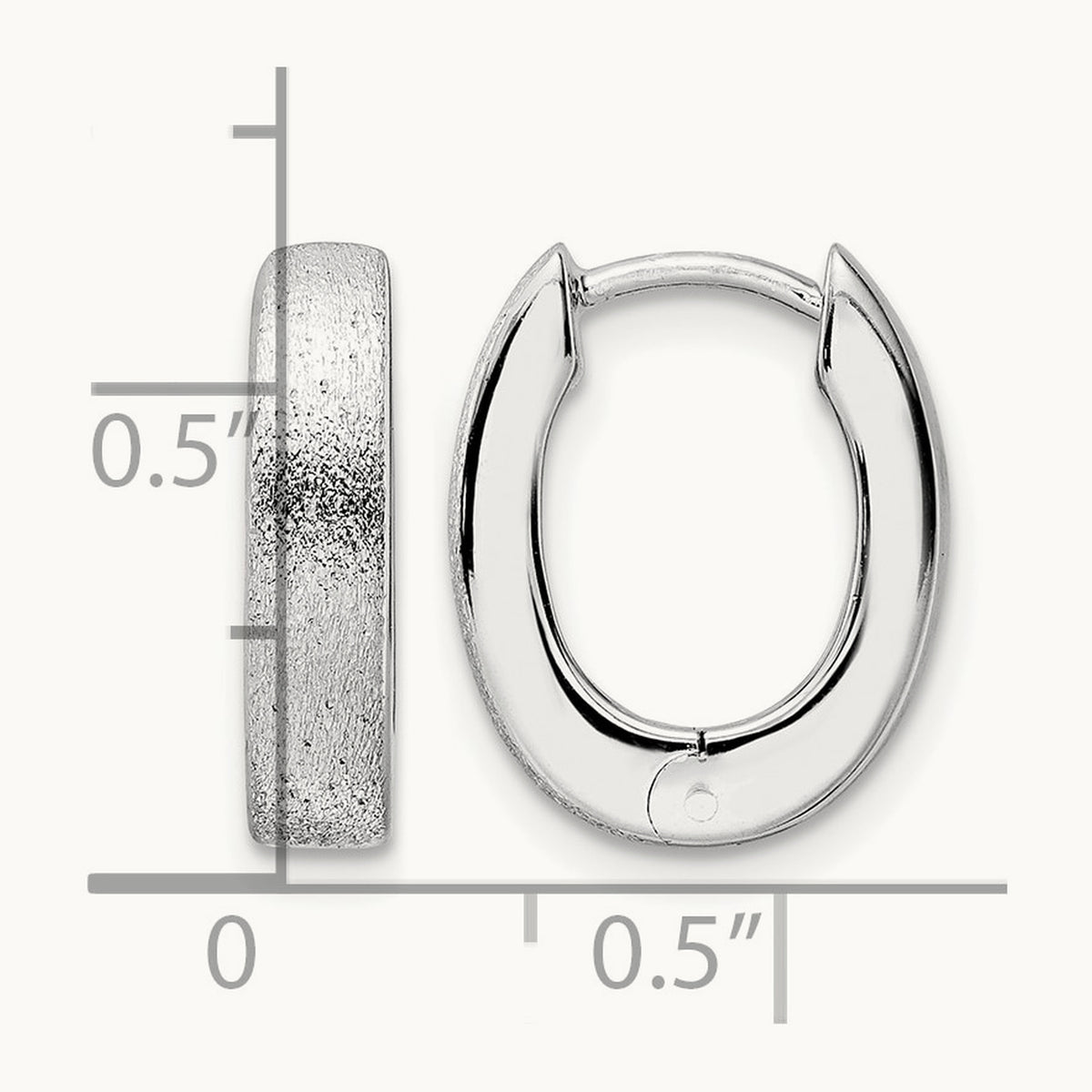 Radiant Essence SS Rhod-plated D/C Brushed Oval Hoop Earrings — Leslie's