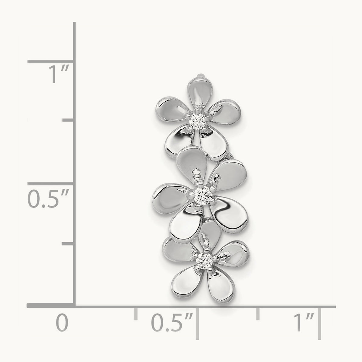 1/10ct. Diamond Three Flower Chain Slide, 14K White Gold