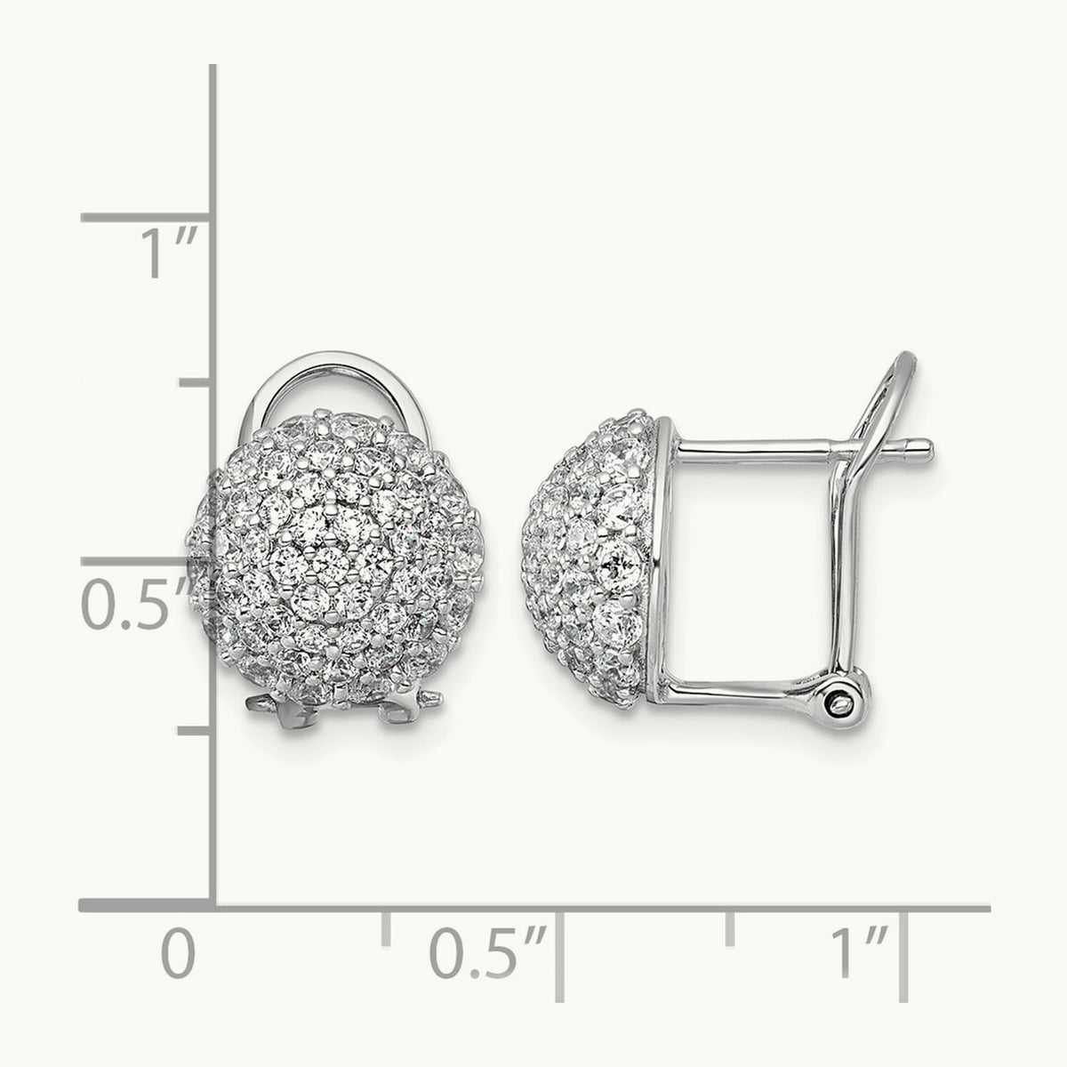 Pave Ball Leverback Post Earrings, 1.50-4.00 ct tw Lab-Grown Diamond — 1 5/8 ct, 14K White Gold