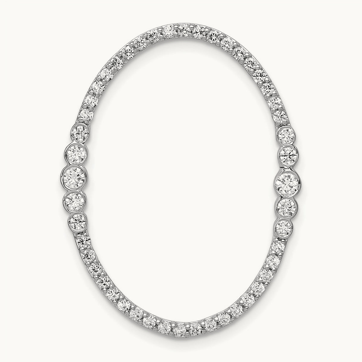 Diamond Oval Chain Slide Pendant, 14K White Gold