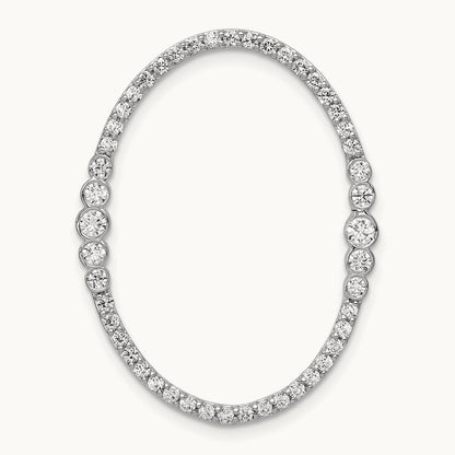 Diamond Oval Chain Slide Pendant, 14K White Gold
