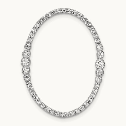 Diamond Oval Chain Slide Pendant, 14K White Gold
