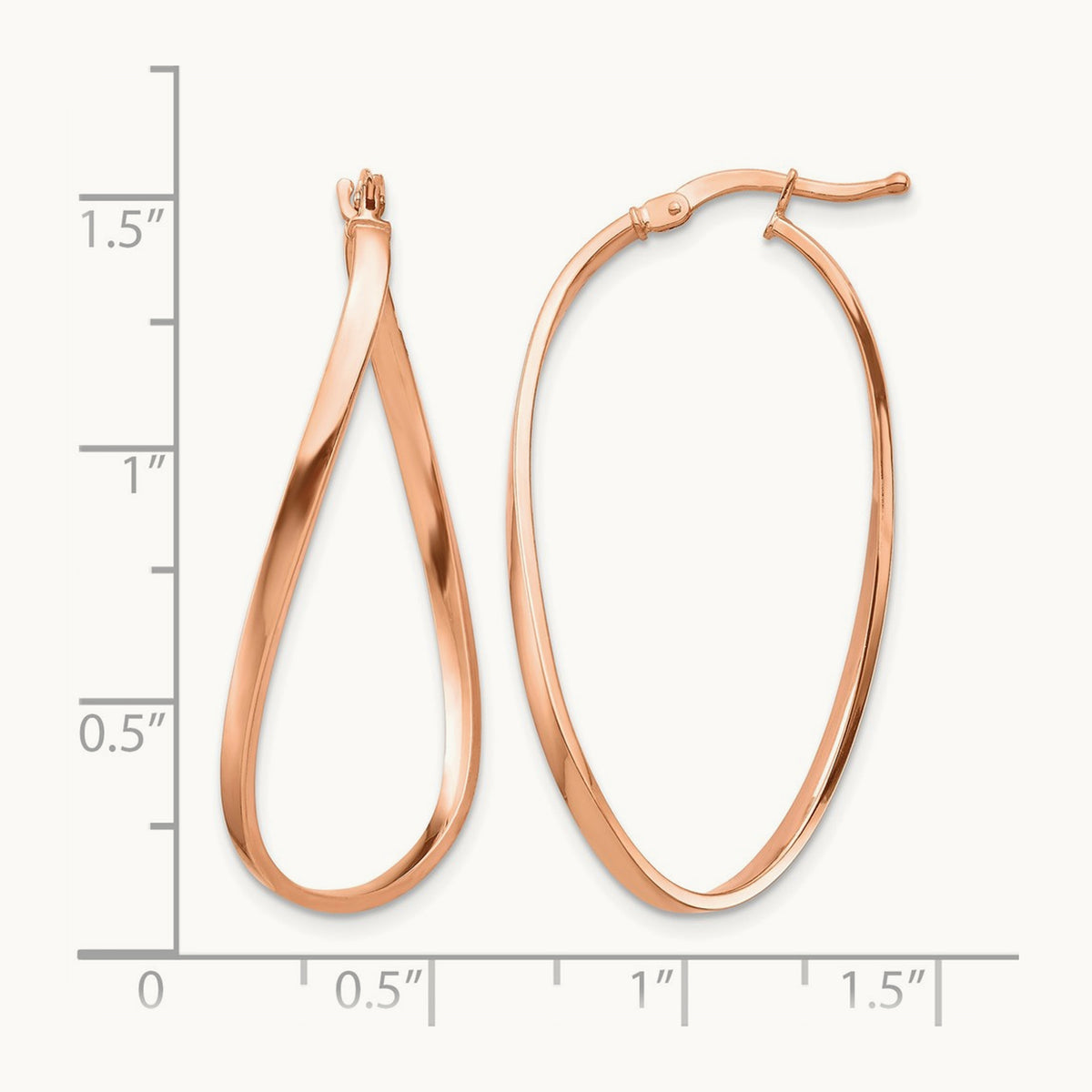 Wavy Hoop Earrings, 2mm, 14K Rose Gold