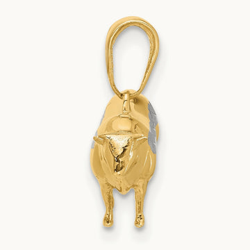 D/C 3D Bull Pendant, 14K with White Rhodium
