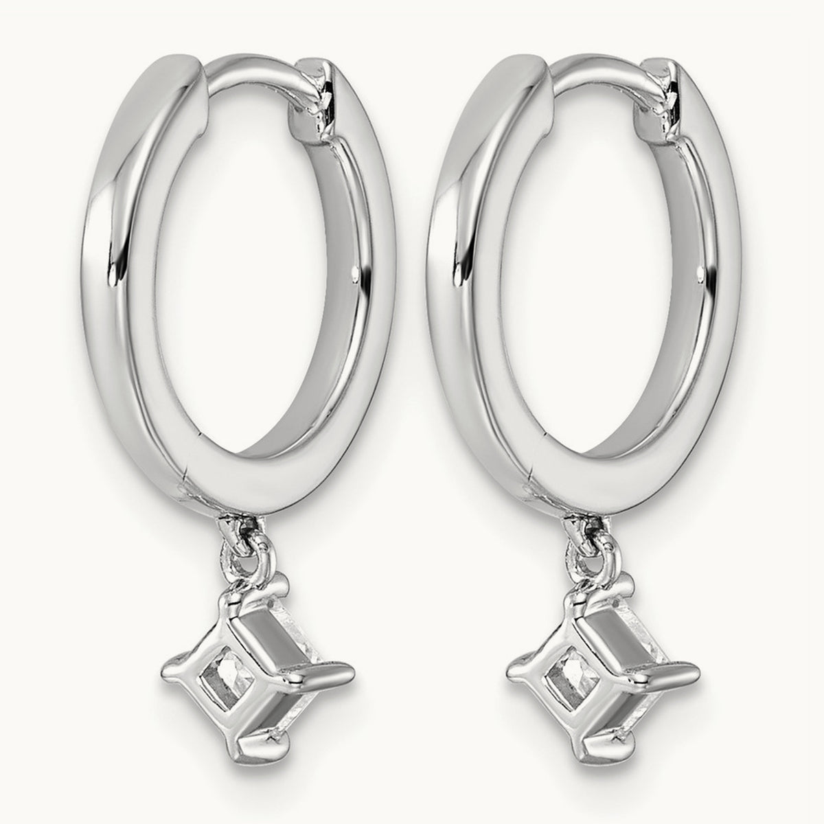 Dangle Princess Hoop Earrings, 0.25-0.50 ct tw Lab-Grown Diamond — 1/3 ct, 14K White Gold