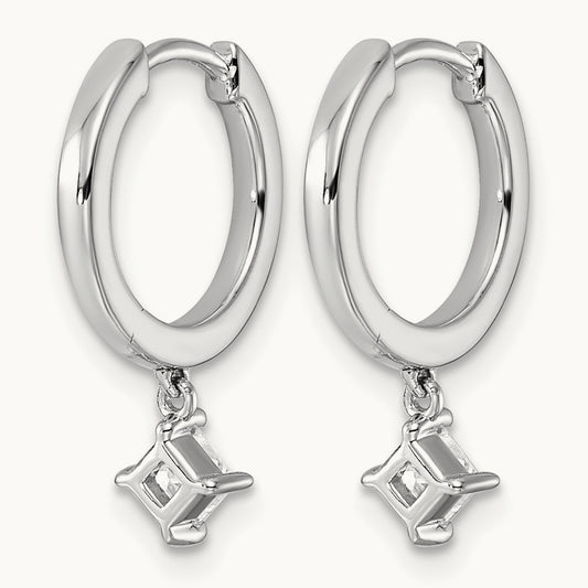Dangle Princess Hoop Earrings, 0.25-0.50 ct tw Lab-Grown Diamond — 1/3 ct, 14K White Gold