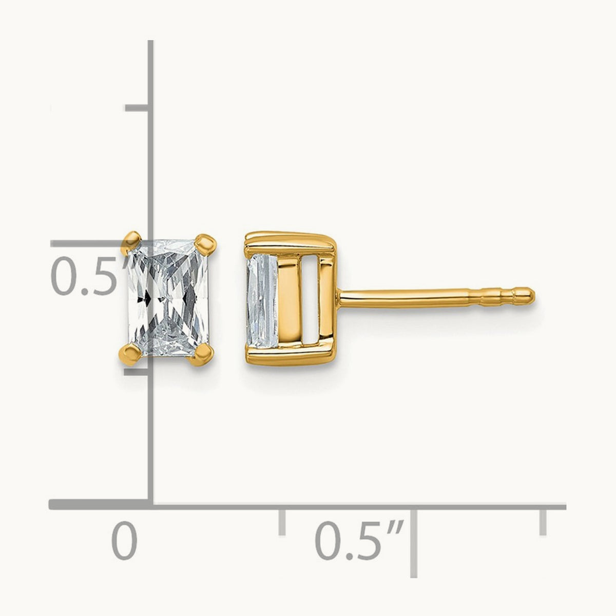 Radiant Four-Prong Stud Earrings, 0.50-6.00 ct tw Lab-Grown Diamond — 1 ct, 14K Yellow Gold