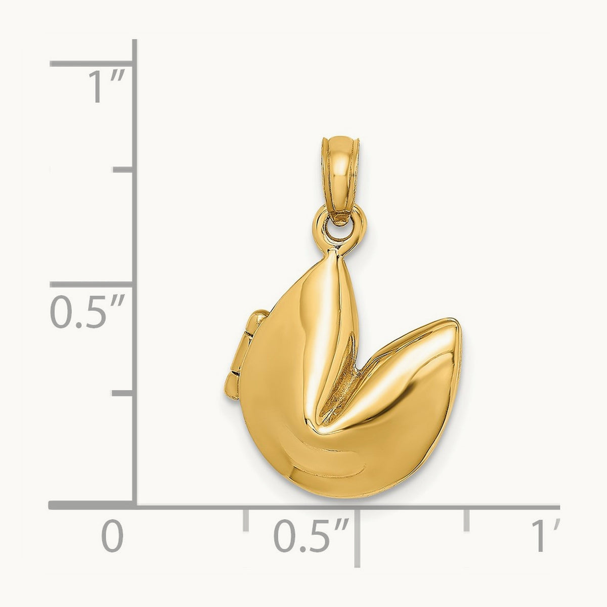 3-D Opens Fortune Cookie Charm, 14K