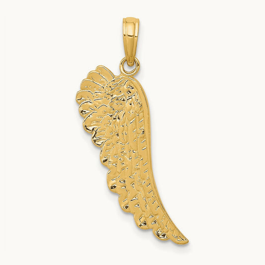 Angel Wing Pendant — 14K Yellow Gold, 28mm