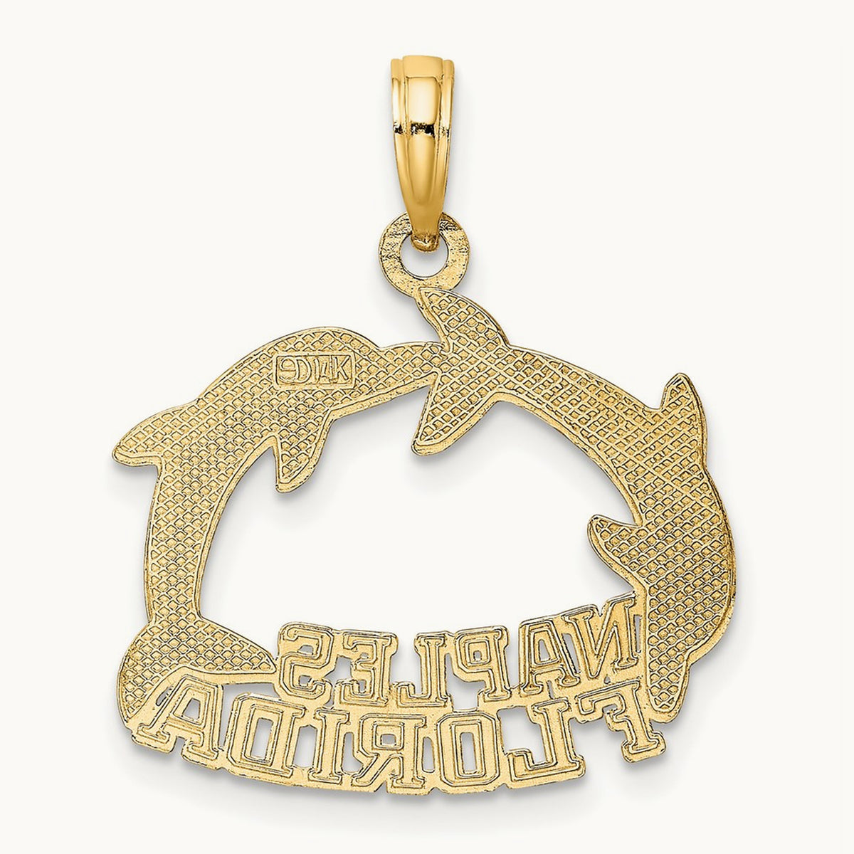 NAPLES FLORIDA Jumping Dolphins Charm, 14K