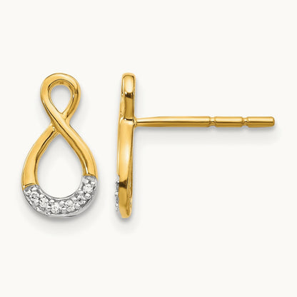 Diamond Twisted Post Earrings, 14K with Rhodium