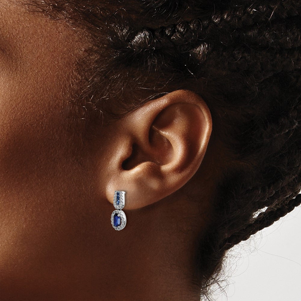 Diamond and Sapphire Post Earrings — photo set