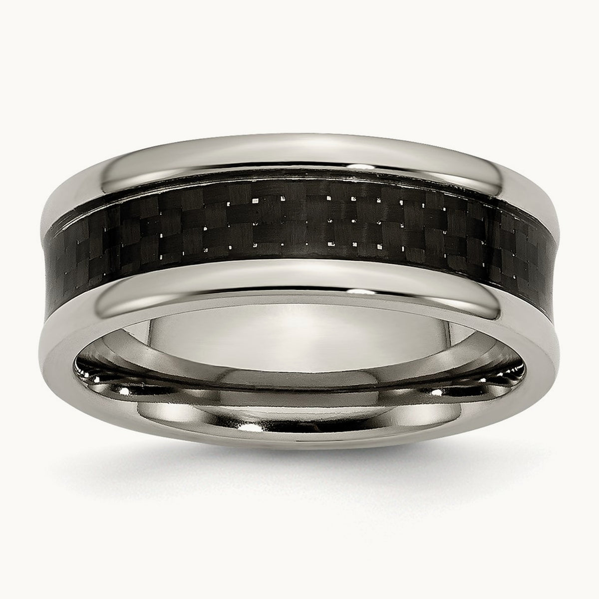 Polished w/Black Carbon Fiber Inlay Band, 8mm, Titanium