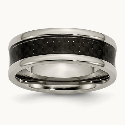 Polished w/Black Carbon Fiber Inlay Band, 8mm, Titanium