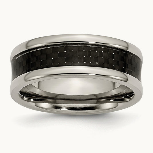 Polished w/Black Carbon Fiber Inlay Band, 8mm, Titanium