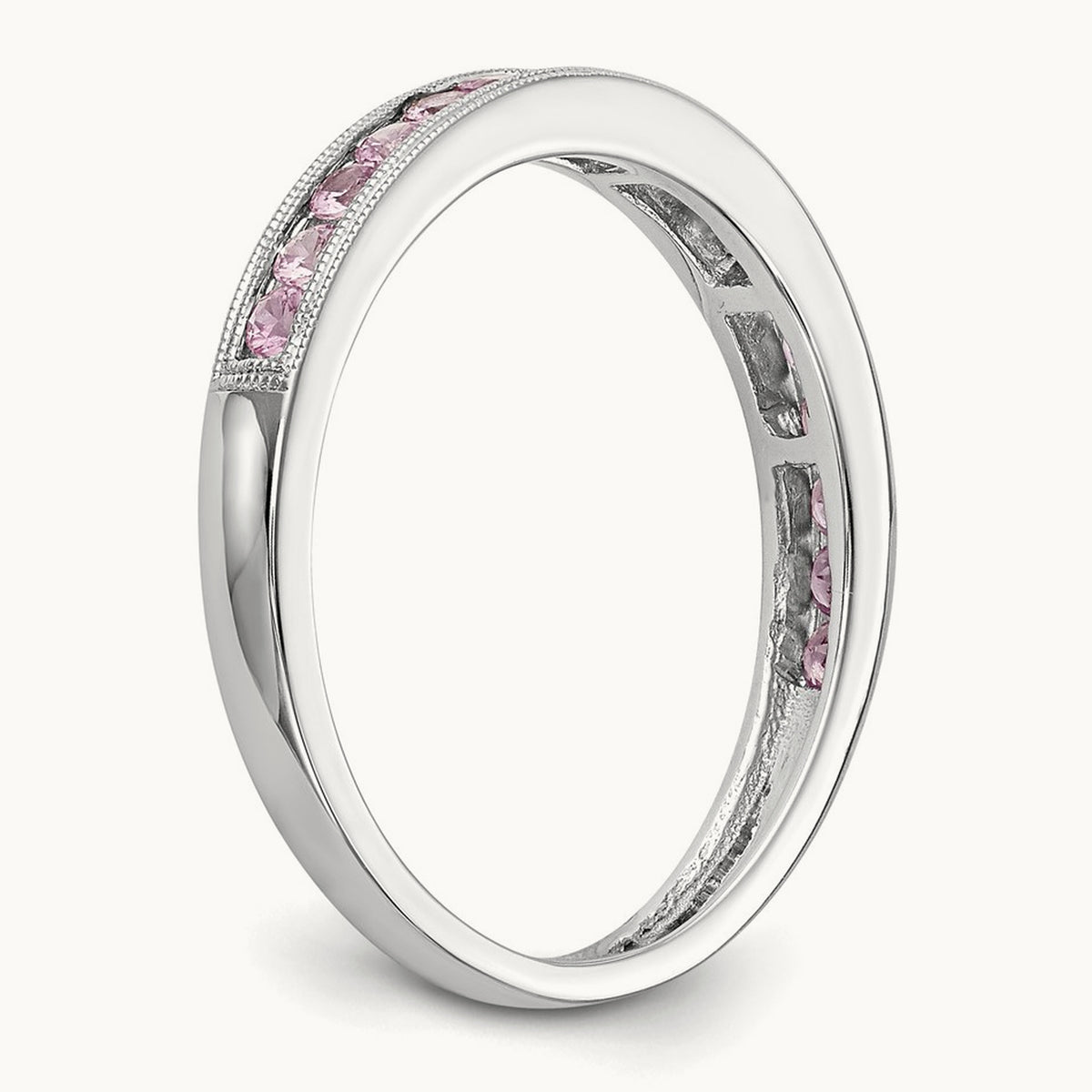 Pink Sapphire Band, 14K White Gold