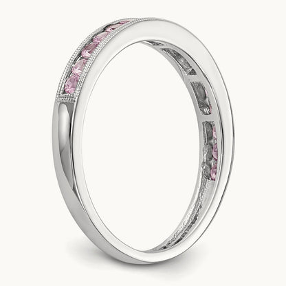 Pink Sapphire Band, 14K White Gold