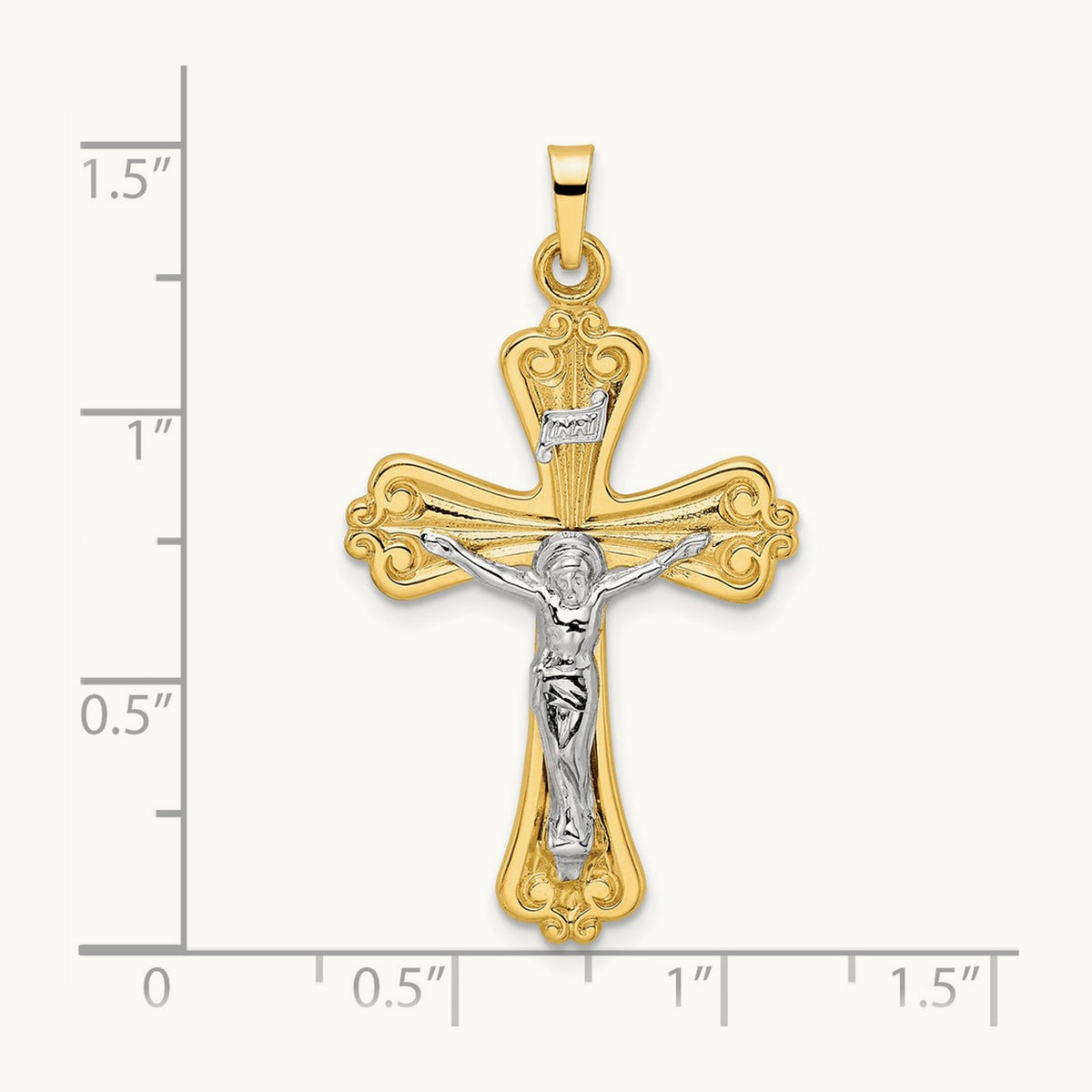 Polished Solid INRI Crucifix Cross Pendant — photo set