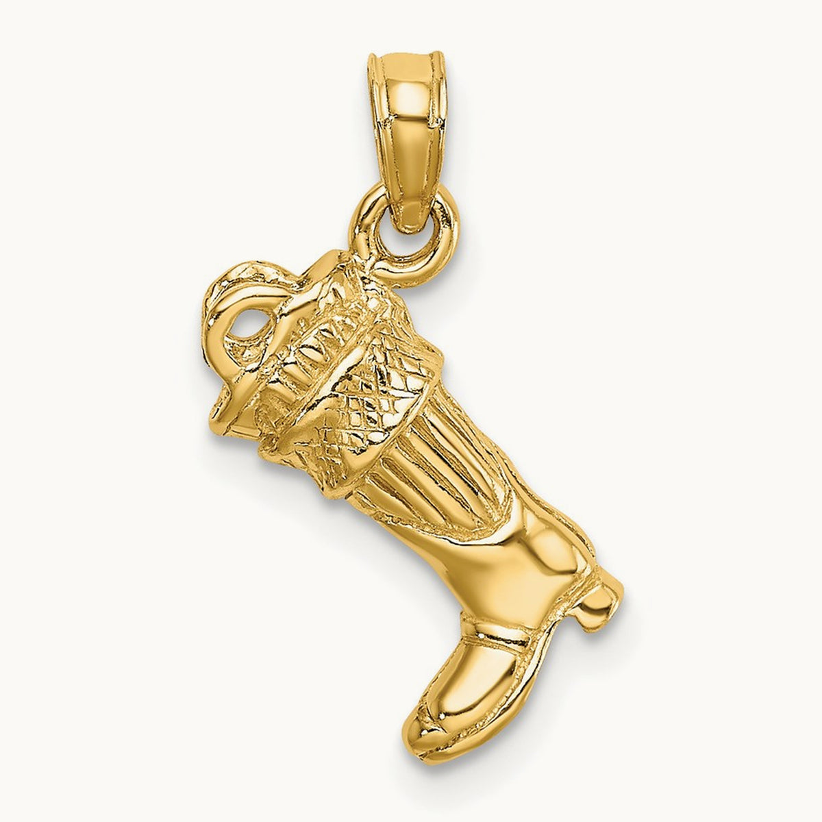 3-D Firefighter Boot Charm, 14K