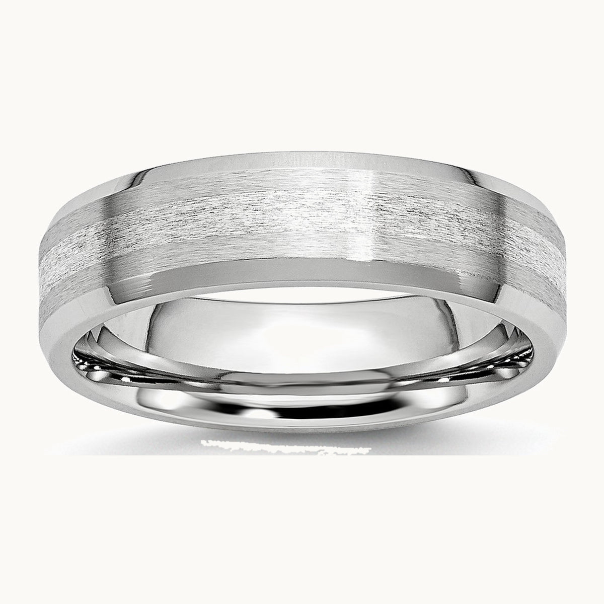Chisel Cobalt Sterling Silver Inlay Satin and Polished 6mm Beveled Edge Band