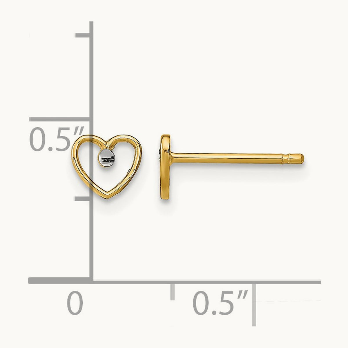 w/ D/C Heart Post Earrings — 5mm