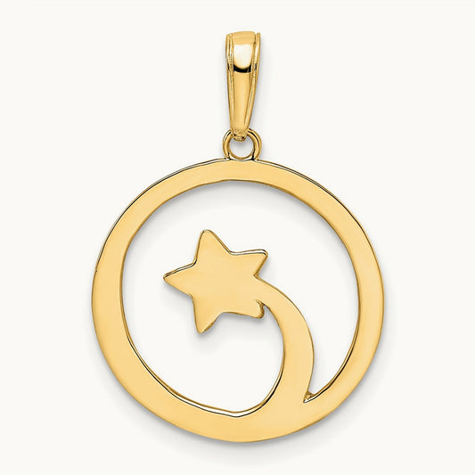 & White Rhodium D/C Shooting Star Pendant, 14K
