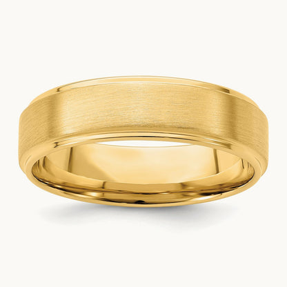 Light Comfort Fit Brush Satin Fancy Band, 14K Yellow Gold