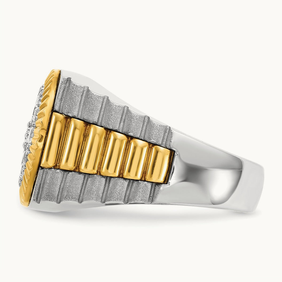 Ribbed Men's Cluster Ring, 1.25 ct tw Lab-Grown Diamond