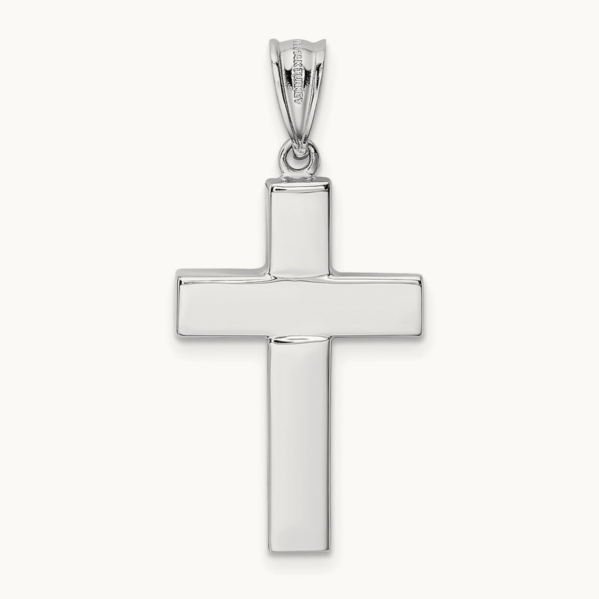 Polished Hollow Cross Pendant, 14K White Gold