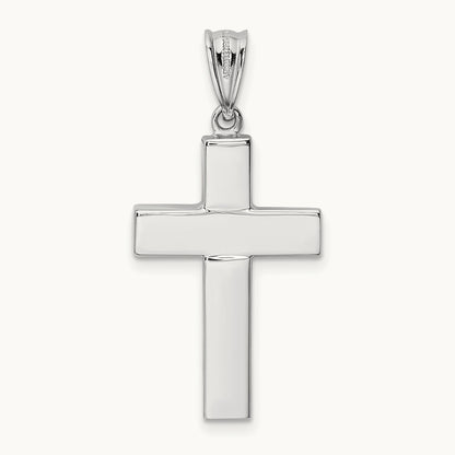 Polished Hollow Cross Pendant, 14K White Gold