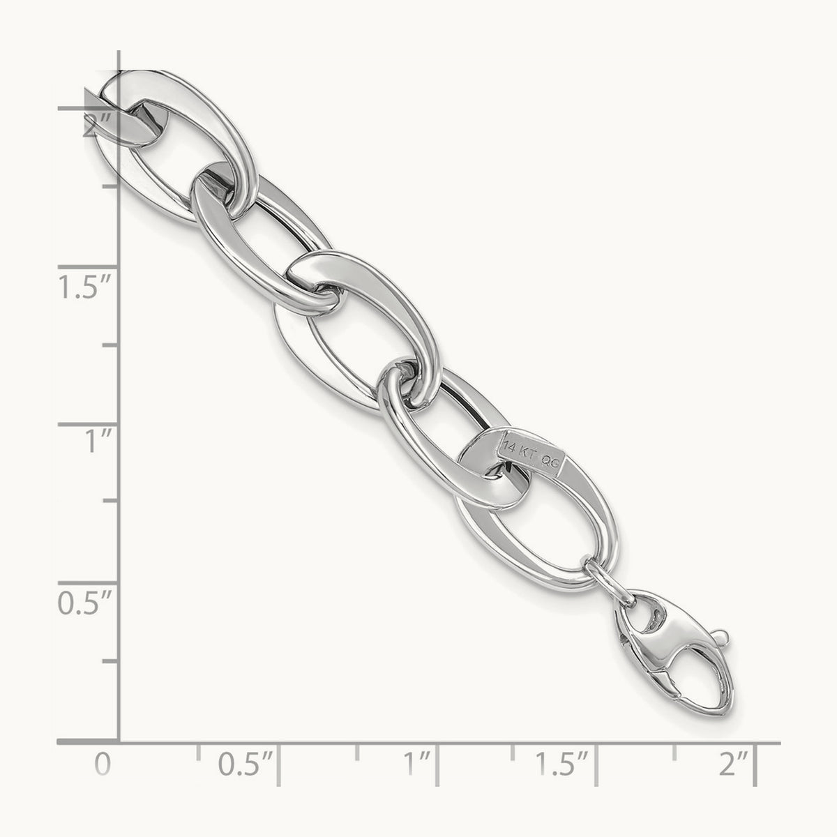 Polished Fancy Link Bracelet, 14K White Gold