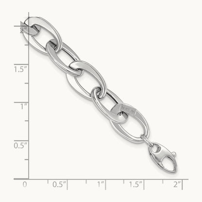 Polished Fancy Link Bracelet, 14K White Gold