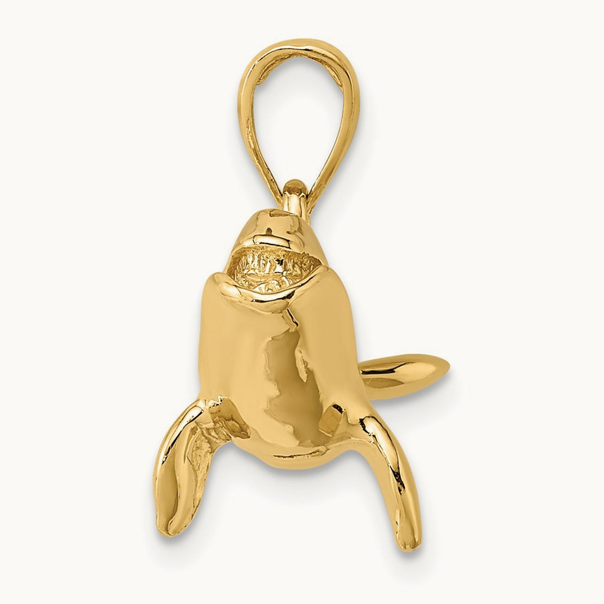 3-D High Polished Bowhead Whale Charm, 14K
