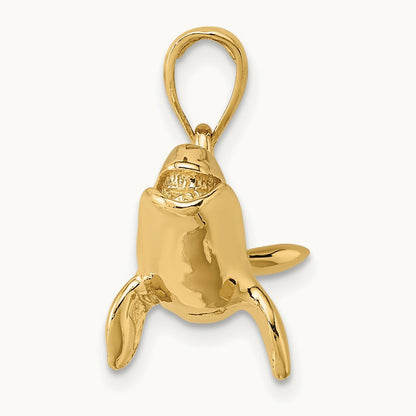3-D High Polished Bowhead Whale Charm, 14K