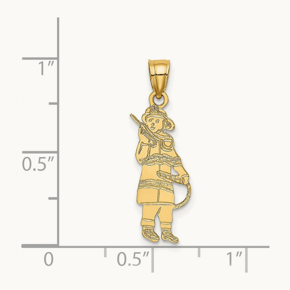 Fireman w/Hose Charm, 14K