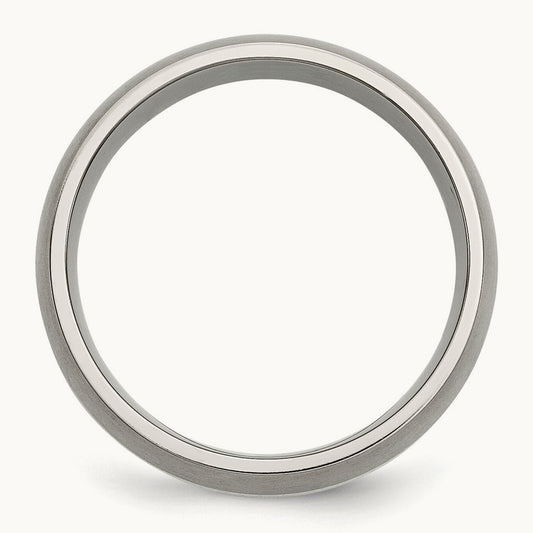 Brushed w/Sterling Silver Inlay Band, 8mm, Titanium