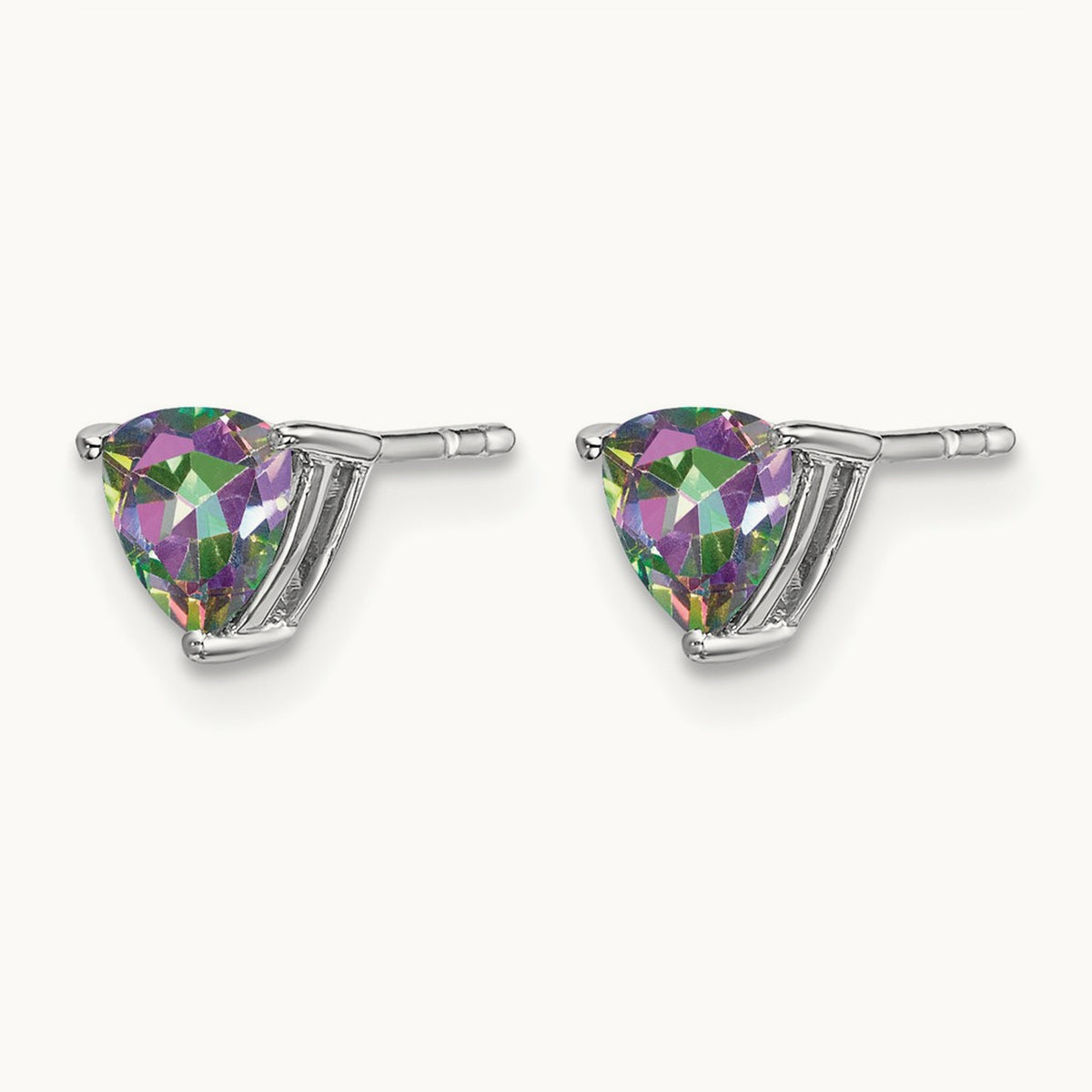 Trillion Mystic Fire Topaz Earrings, 14K White Gold
