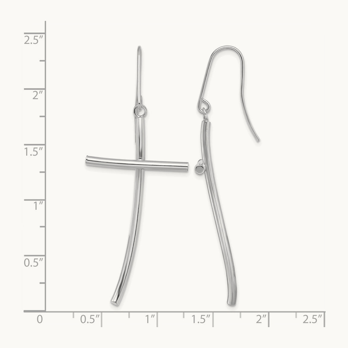 Polished Cross Dangle Earrings — 14K White Gold
