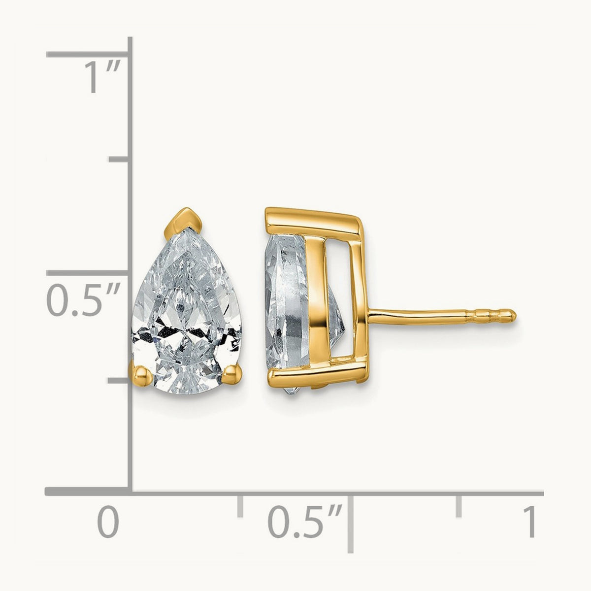 Pear 3 Prong Stud Earrings, 0.50-6.00 ct tw Lab-Grown Diamond — 4 ct, 14K Yellow Gold