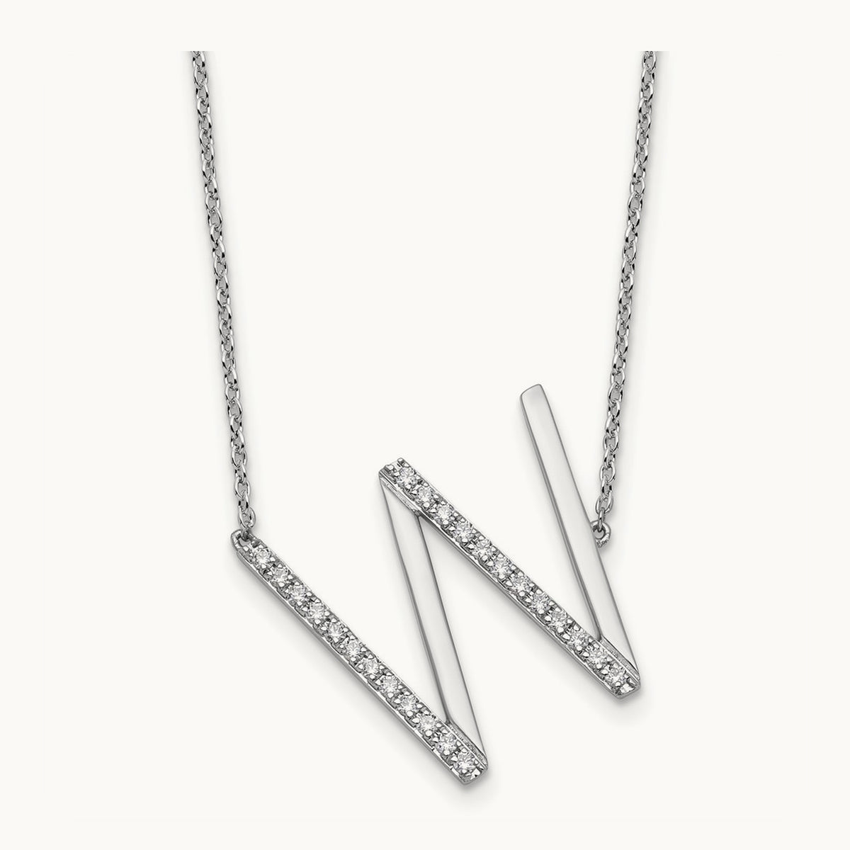 Sideways Diamond Necklace — 14K White Gold, W