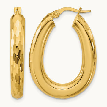 Polished and Diamond-cut Oval Hoop Earrings — Leslie's — photo set