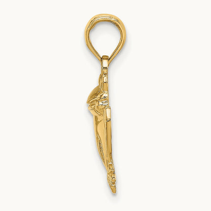 Textured Sitting Frog Charm, 14K