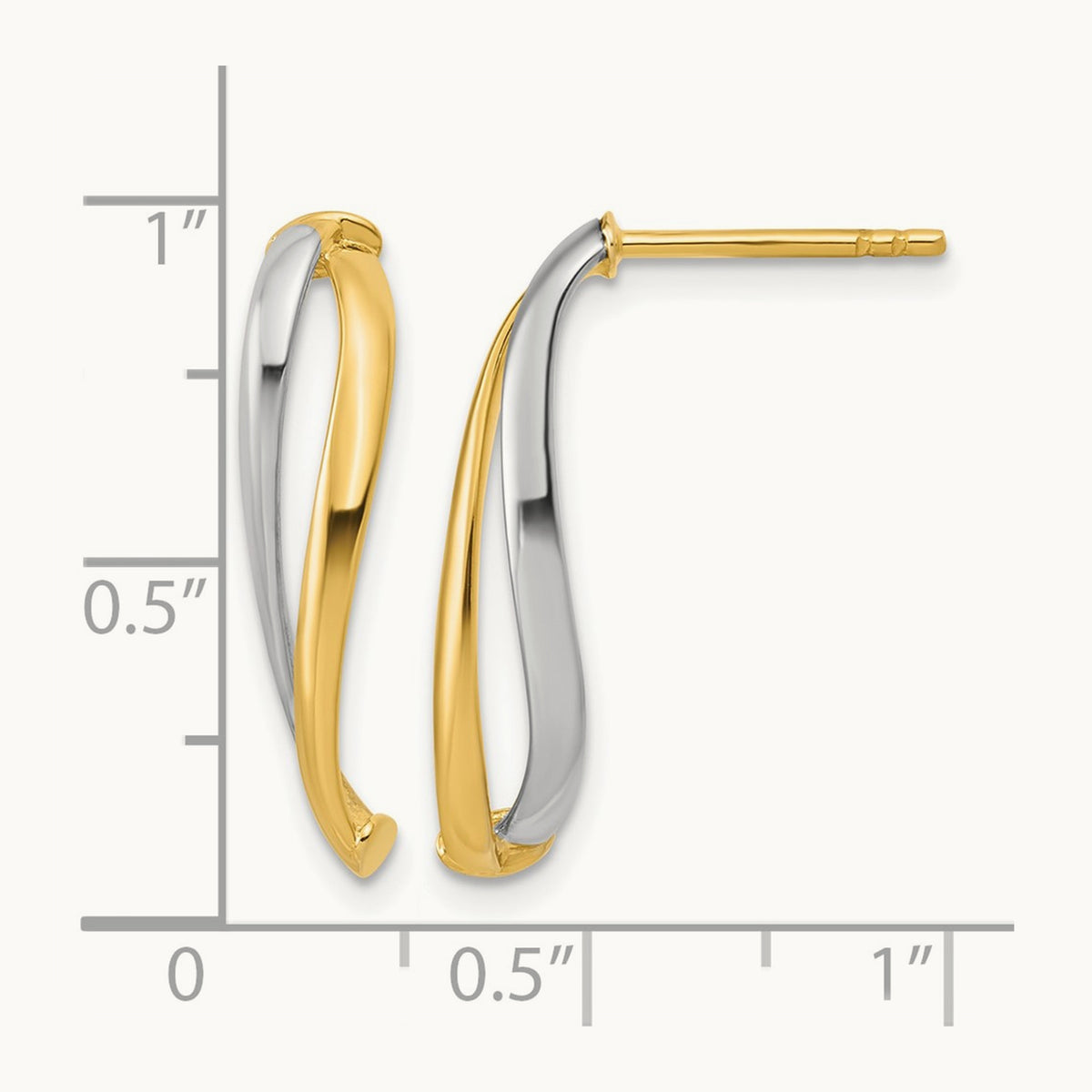 w/Rhodium Polished Curve Post Earrings, 10K — Leslie's
