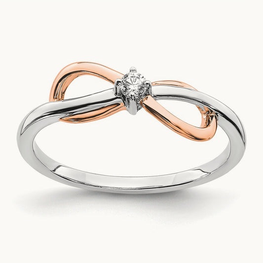 & Rose Polished Infinity Diamond Ring, 14K Two-tone White