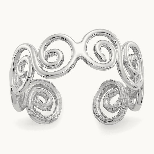 Swirl Toe Ring, 14K White Gold