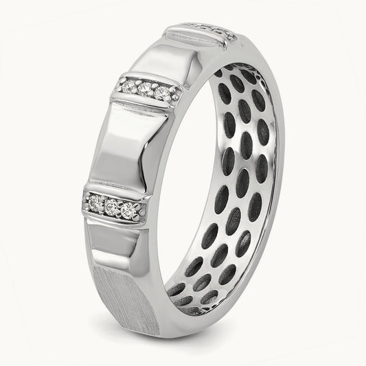 IB Goodman Mens Satin Complete 1/15ct Diamond Ring, 14K White Gold