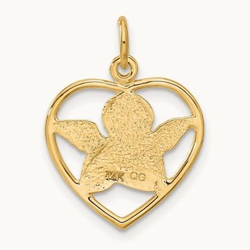 Angel in Heart Charm — 14K Yellow Gold