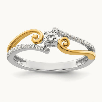ByPass Round Complete Diamond Promise/Engagement Ring, 14K Two-tone
